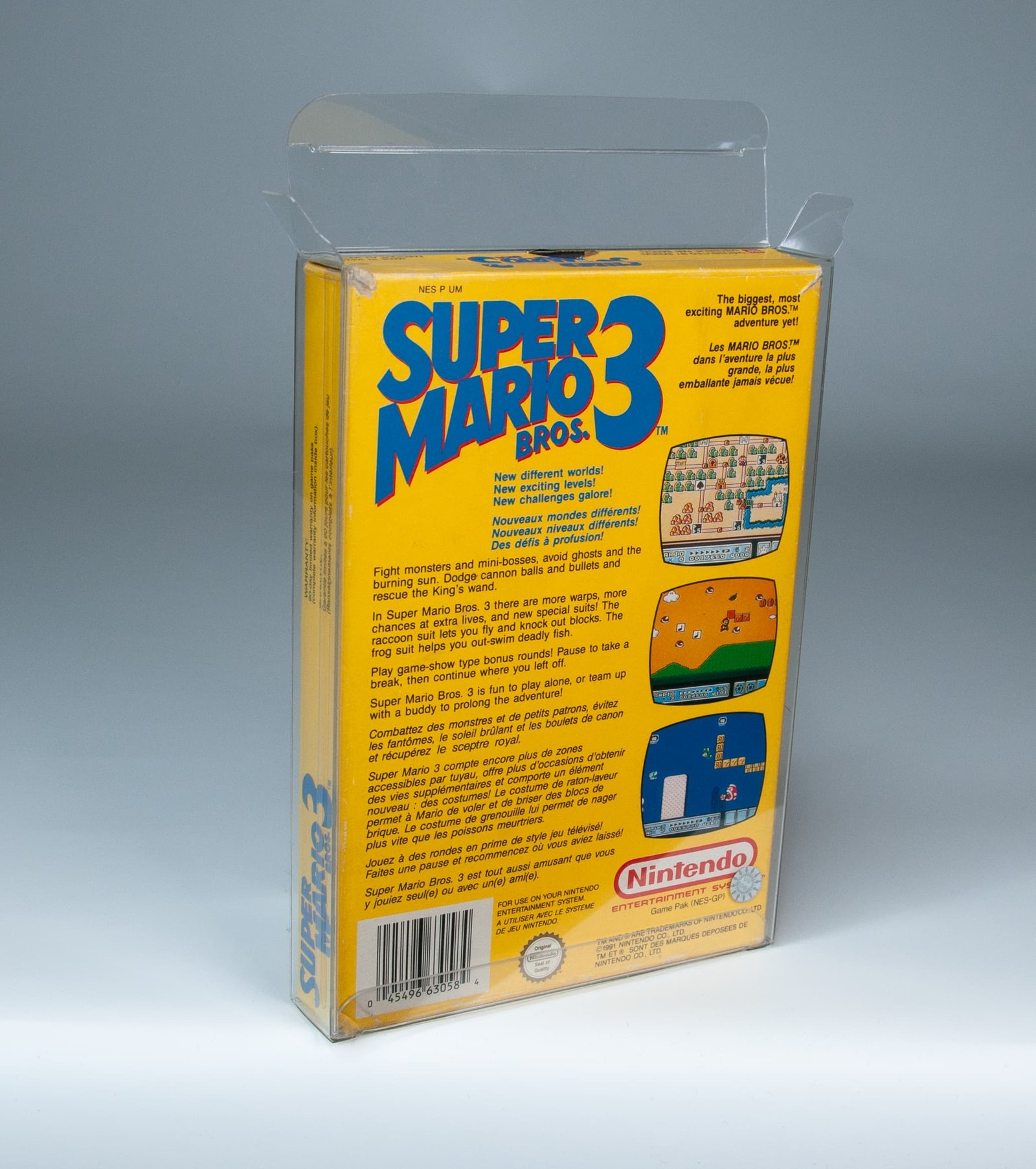 Rear view of MOBO Crystal Box Nintendo NES Game Protector – Transparent 0.5 mm PET case showing closure and precision fit