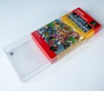 Angled view of MOBO Crystal Box Nintendo Super Famicom Game Protector – Transparent 0.5 mm PET case showing edge clarity and premium finish
