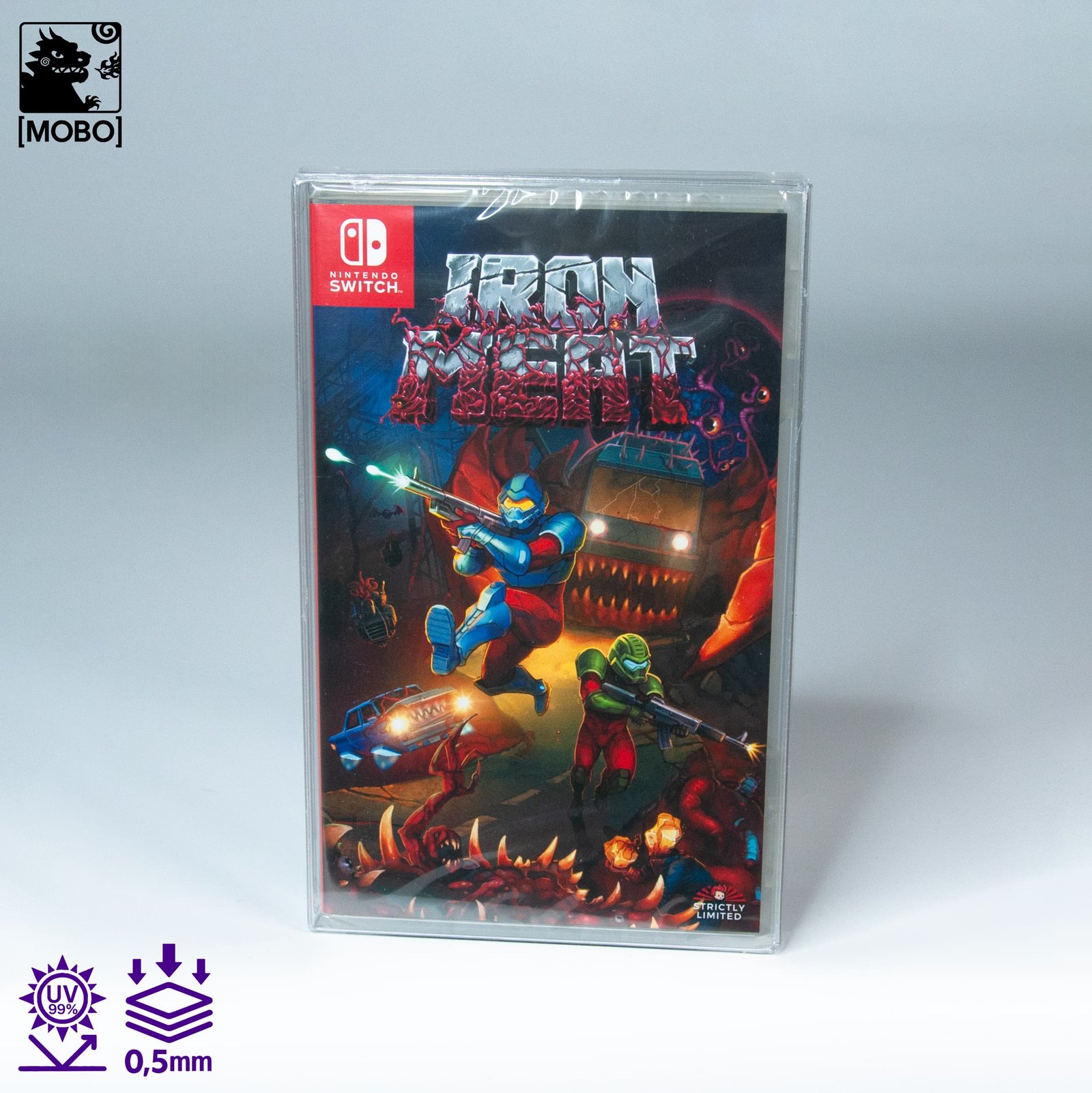 Front view of MOBO Crystal Box Nintendo Switch Game Protector – Transparent 0.5 mm PET case for sealed Switch games