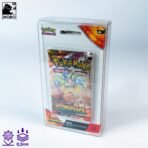 Front view of MOBO Crystal Box Pokémon 4 Booster Blister Protector – Transparent 0.5 mm PET case for sealed blister packs of 4 boosters