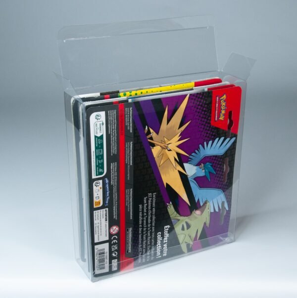 Rear view of MOBO Crystal Box Pokémon 5 Tripack Duopack Protector – Transparent 0.5 mm PET case showing closure and alignment