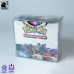 Front view of MOBO Crystal Box Pokémon Booster Box Protector – Transparent 0.7 mm PET case for sealed booster box display