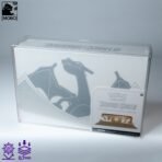 Front view of MOBO Crystal Box Pokémon Charizard UPC Protector – Transparent 0.7 mm PET case for sealed Pokémon Charizard UPC boxes