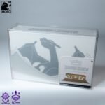 Front view of MOBO Crystal Box Pokémon Charizard UPC Protector – Transparent 0.7 mm PET case for sealed Pokémon Charizard UPC boxes