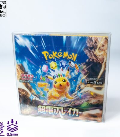 Front view of MOBO Crystal Box Pokémon Asian Classic Booster Box Display Protector – Transparent 0.5 mm PET case for sealed Japanese booster box