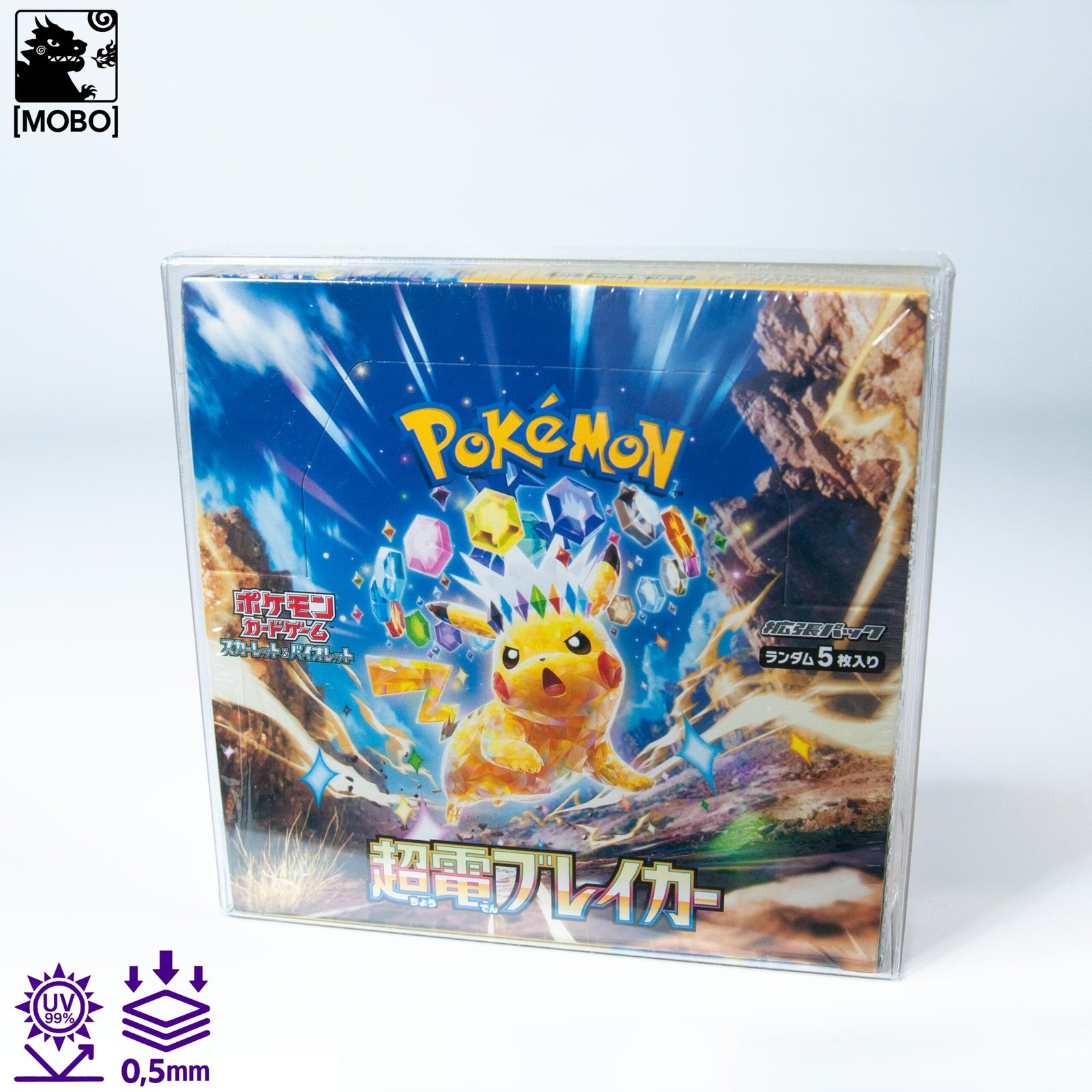 MOBO Pokémon Crystal Box Asian Classic Booster Box Display Protector Front view of MOBO Crystal Box Pokémon Asian Classic Booster Box Display Protector – Transparent 0.5 mm PET case for sealed Japanese booster box