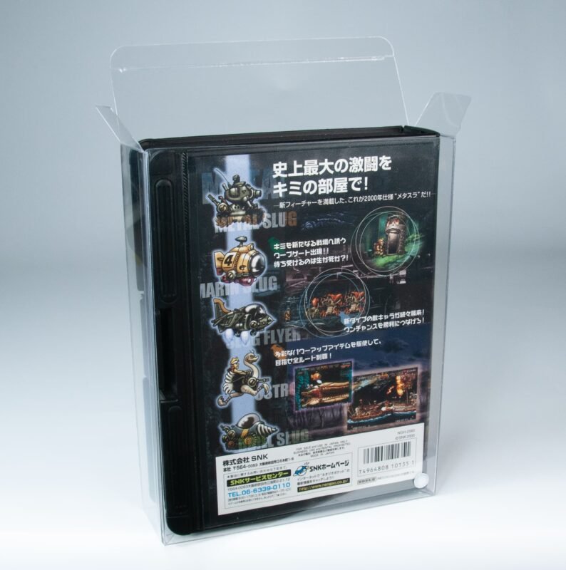 Rear view of MOBO Crystal Box SNK Neo Geo Game Protector – Transparent 0.7 mm PET case showing back closure and structure