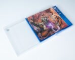 Angled view of MOBO Crystal Box Sony PS4 Game Protector – Transparent 0.5 mm PET case showing edges and rigid clarity