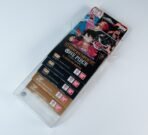 Angled view of MOBO Crystal Box One Piece 4 Booster Carton Protector – Transparent 0.5 mm PET case showing smooth edges and optical clarity