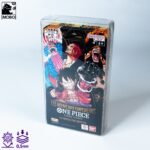 Front view of MOBO Crystal Box One Piece 4 Booster Carton Protector – Transparent 0.5 mm PET case for sealed carton of 4 One Piece boosters