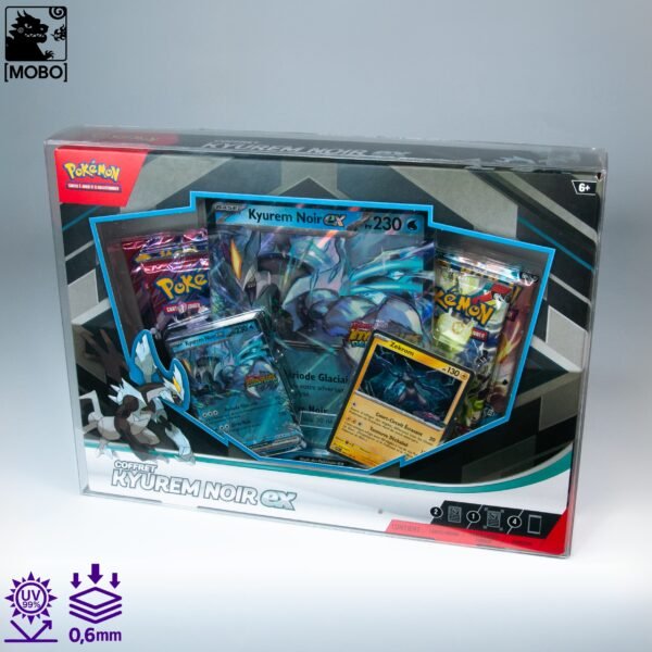 Front view of MOBO Crystal Box Pokémon Kyurem EX Box Protector – Transparent 0.6 mm PET case for sealed Kyurem EX box